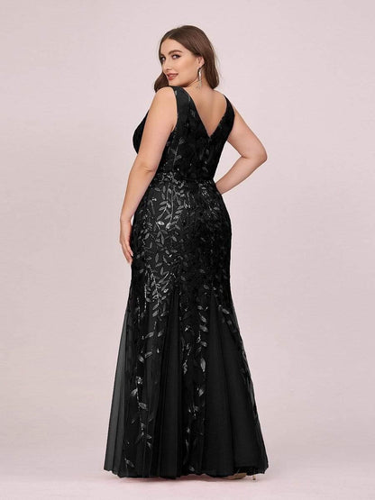 ever ORIEL|Leaf Sequin V-Neck Sleeveless Bridesmaid Dress with Tulle Hem