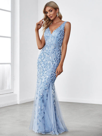 ever ORIEL|Women's Double V-Neck Fishtail Sequin Evening Dress