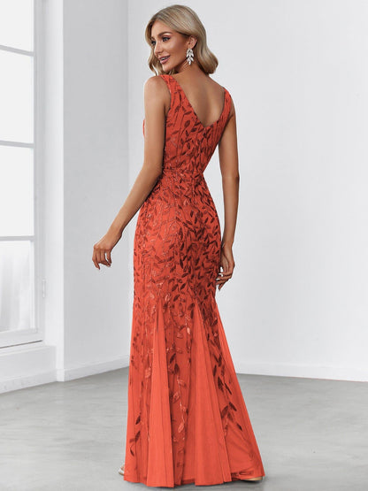 ever ORIEL|Women's Double V-Neck Fishtail Sequin Evening Dress