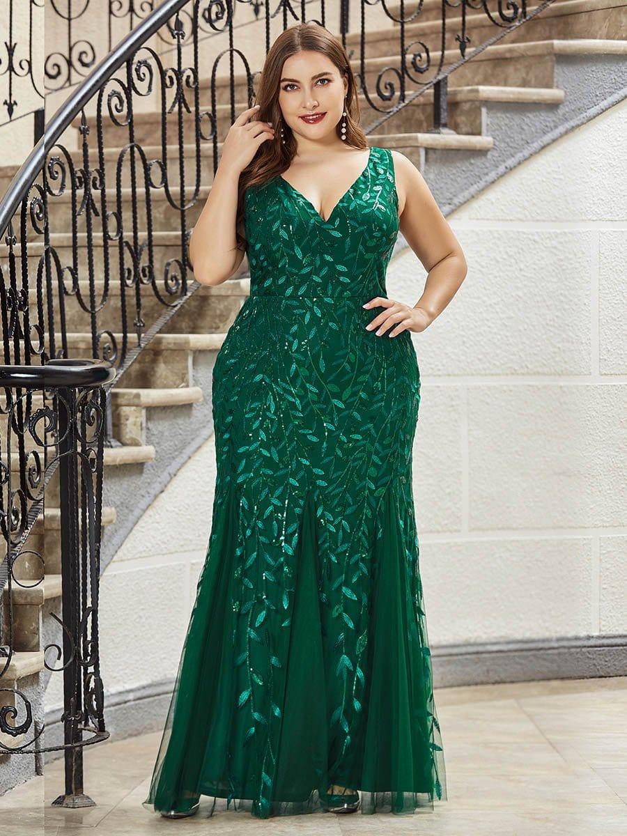 ever ORIEL|Women's Double V-Neck Fishtail Sequin Evening Dress