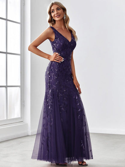 ever ORIEL|Women's Double V-Neck Fishtail Sequin Evening Dress
