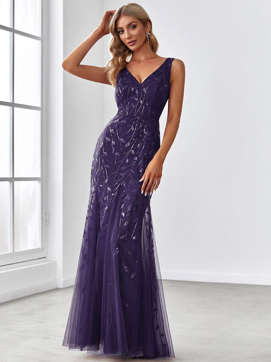 ever ORIEL|Women's Double V-Neck Fishtail Sequin Evening Dress