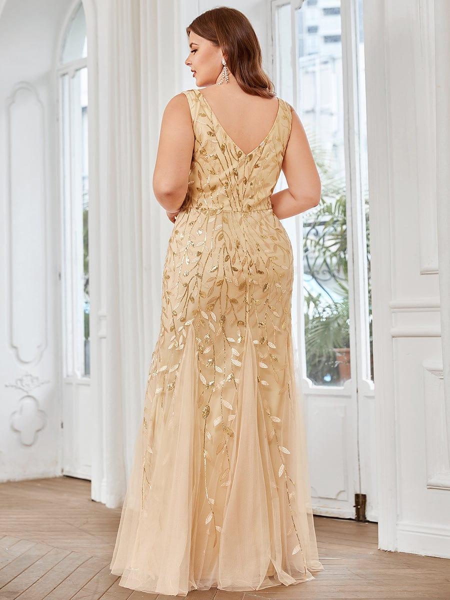ever ORIEL|Leaf Sequin V-Neck Sleeveless Bridesmaid Dress with Tulle Hem