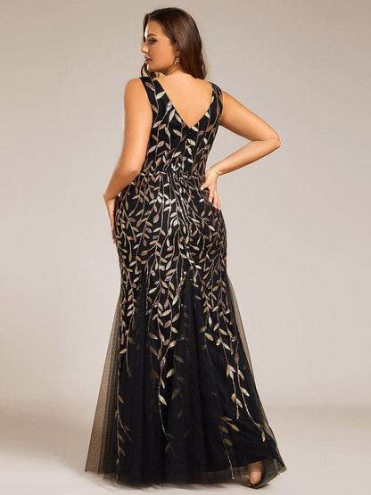 ever ORIEL|Leaf Sequin V-Neck Sleeveless Bridesmaid Dress with Tulle Hem