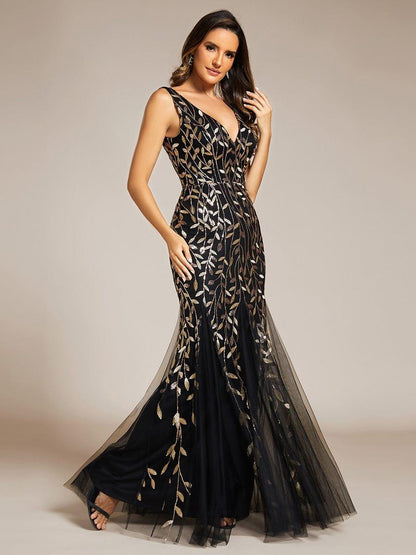 ever ORIEL|Women's Double V-Neck Fishtail Sequin Evening Dress
