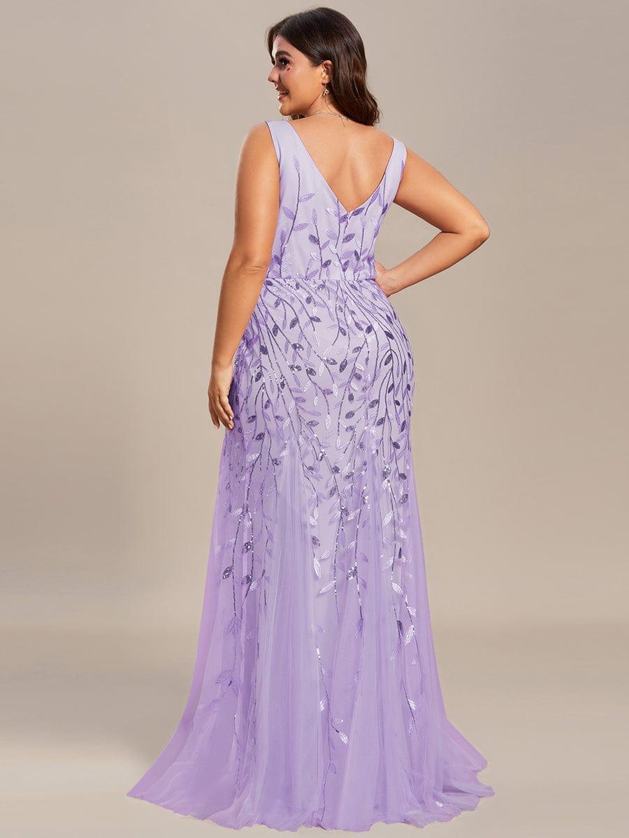 ever ORIEL|Leaf Sequin V-Neck Sleeveless Bridesmaid Dress with Tulle Hem