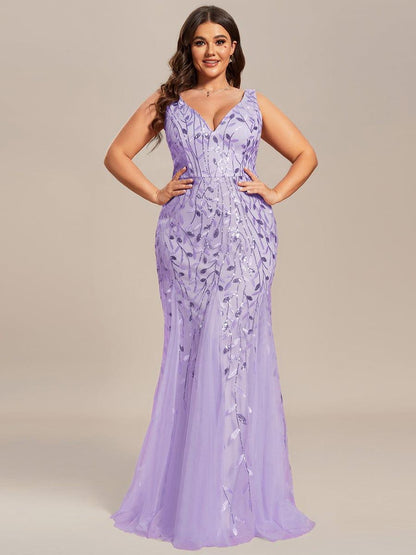 ever ORIEL|Leaf Sequin V-Neck Sleeveless Bridesmaid Dress with Tulle Hem