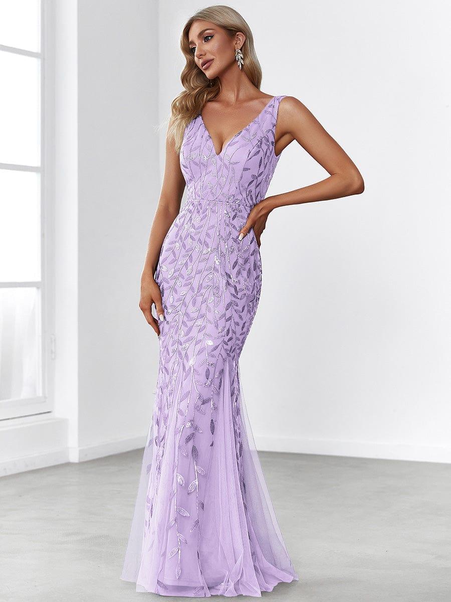 ever ORIEL|Leaf Sequin V-Neck Sleeveless Bridesmaid Dress with Tulle Hem
