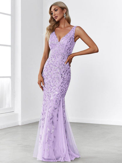 ever ORIEL|Women's Double V-Neck Fishtail Sequin Evening Dress
