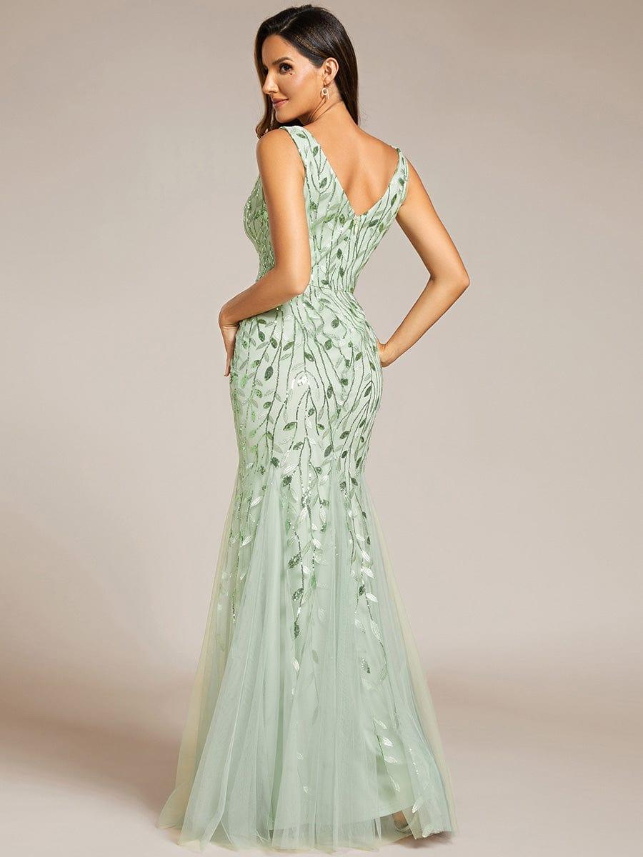 ever ORIEL|Leaf Sequin V-Neck Sleeveless Bridesmaid Dress with Tulle Hem