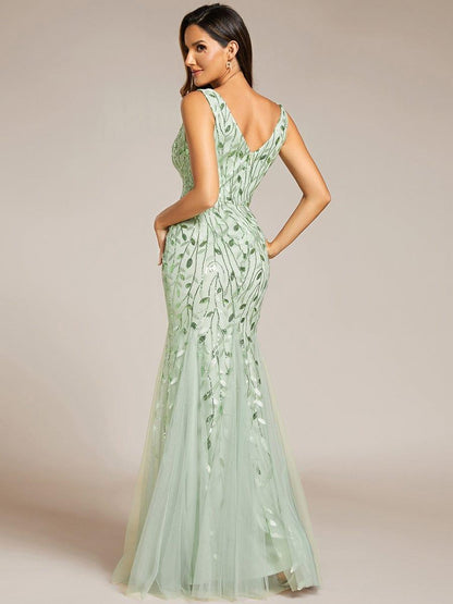 ever ORIEL|Women's Double V-Neck Fishtail Sequin Evening Dress