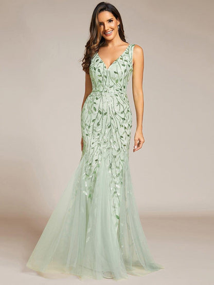 ever ORIEL|Women's Double V-Neck Fishtail Sequin Evening Dress