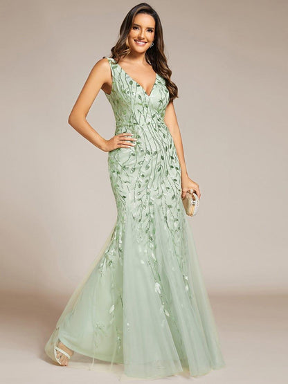 ever ORIEL|Women's Double V-Neck Fishtail Sequin Evening Dress