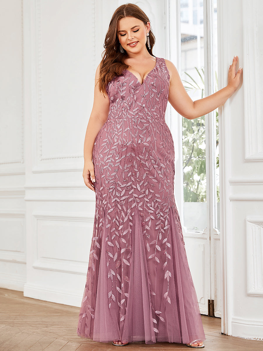 ever ORIEL|Women's Double V-Neck Fishtail Sequin Evening Dress