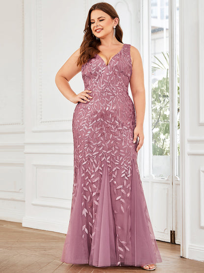 pretty ORIEL|Plus Size Maxi Sequin Formal Dresses & Gowns