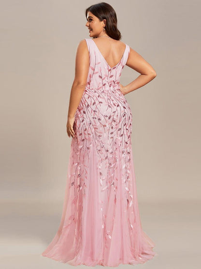 ever ORIEL|Leaf Sequin V-Neck Sleeveless Bridesmaid Dress with Tulle Hem