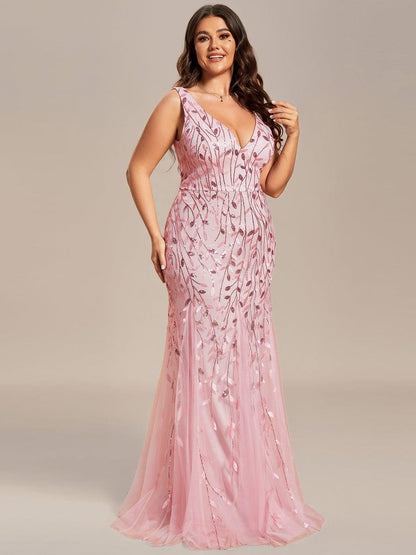 ever ORIEL|Leaf Sequin V-Neck Sleeveless Bridesmaid Dress with Tulle Hem