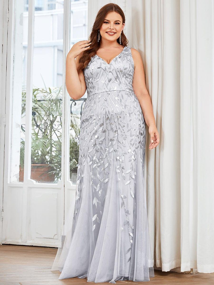 ever ORIEL|Women's Double V-Neck Fishtail Sequin Evening Dress