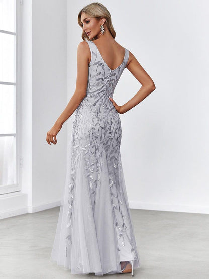ever ORIEL|Women's Double V-Neck Fishtail Sequin Evening Dress