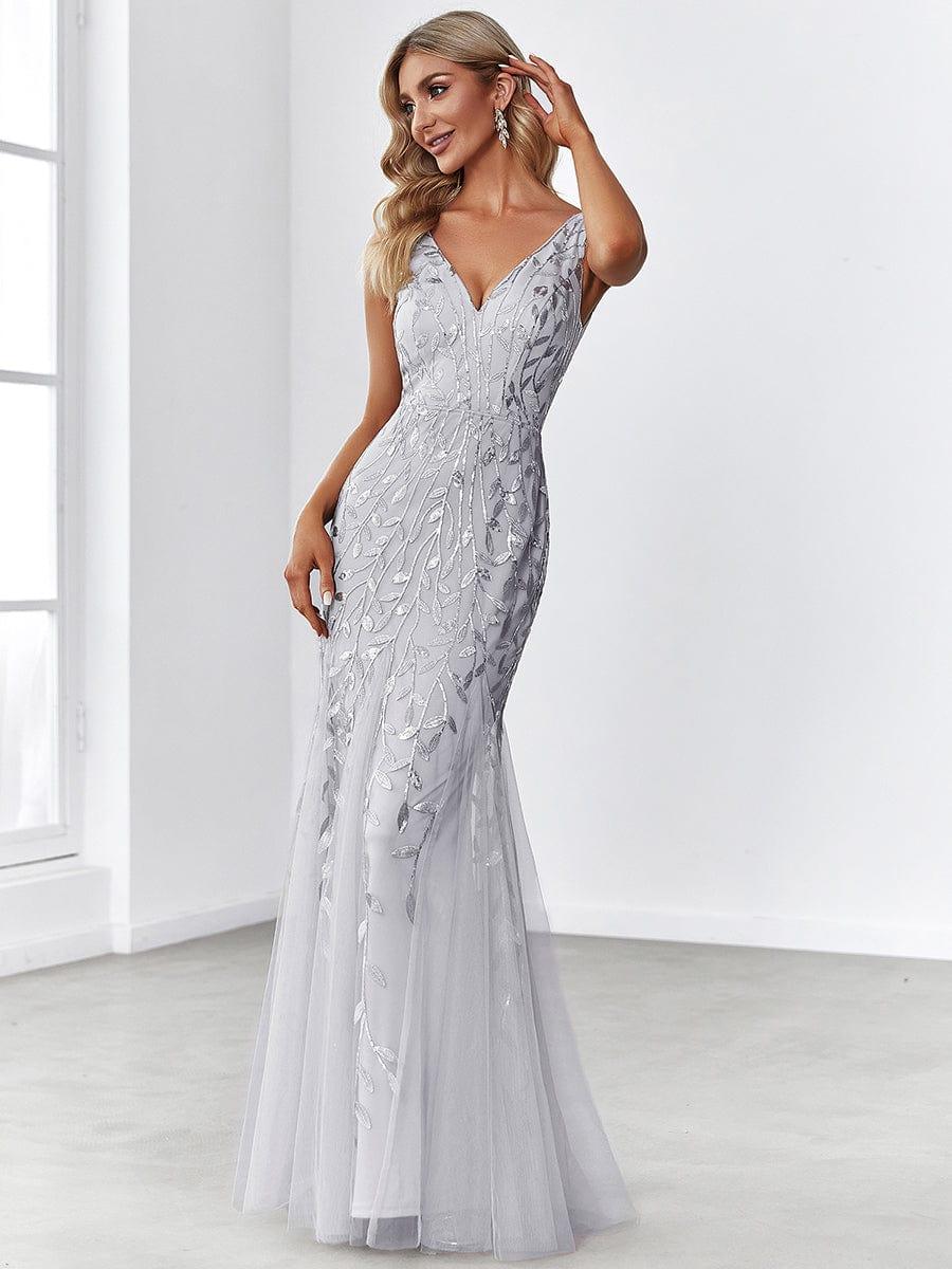 ever ORIEL|Women's Double V-Neck Fishtail Sequin Evening Dress