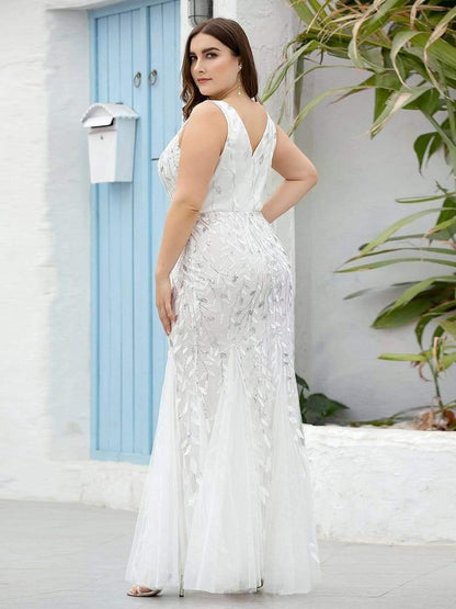 ever ORIEL|Women's Double V-Neck Fishtail Sequin Evening Dress