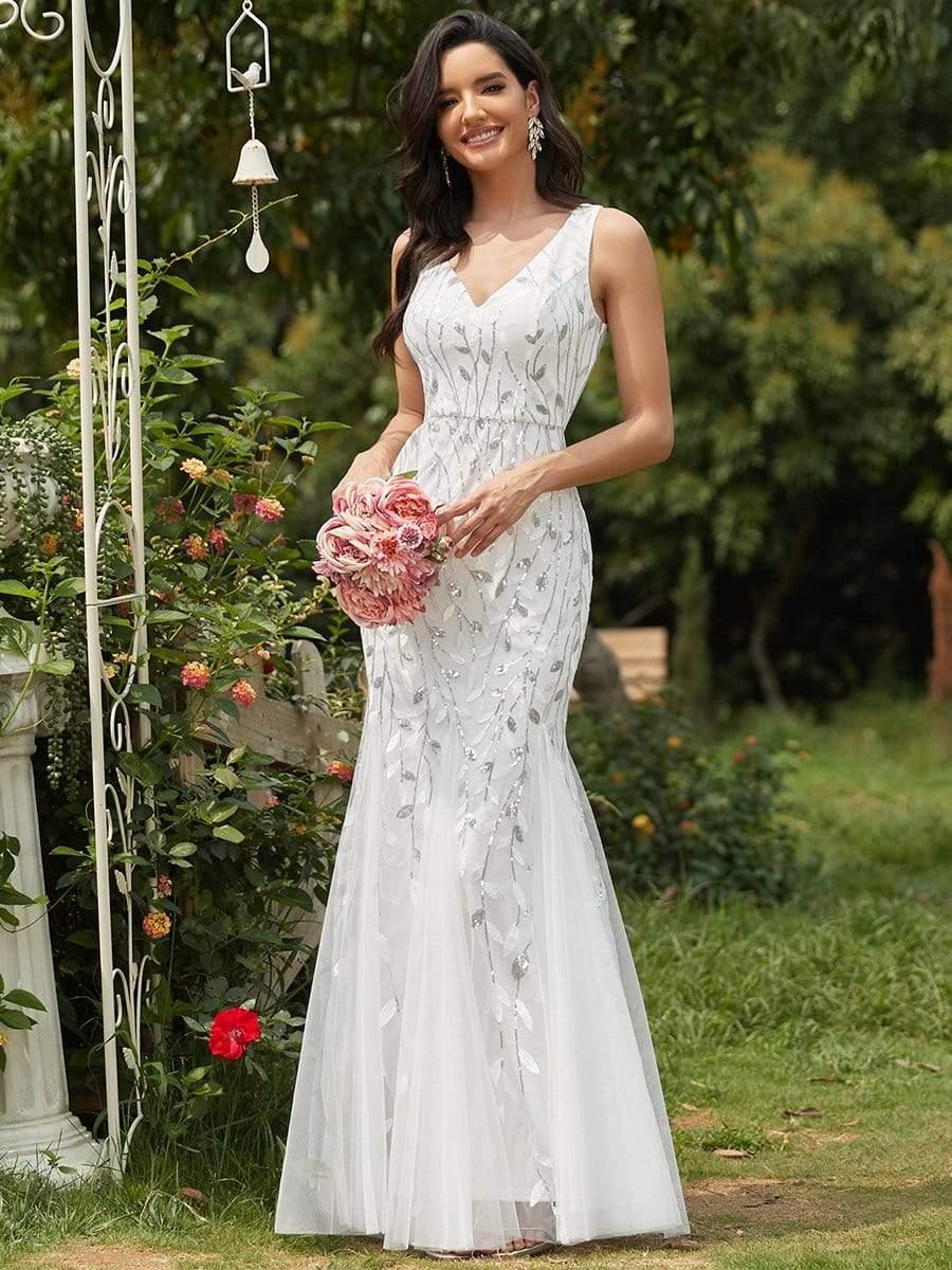 ever ORIEL|Women's Double V-Neck Fishtail Sequin Evening Dress