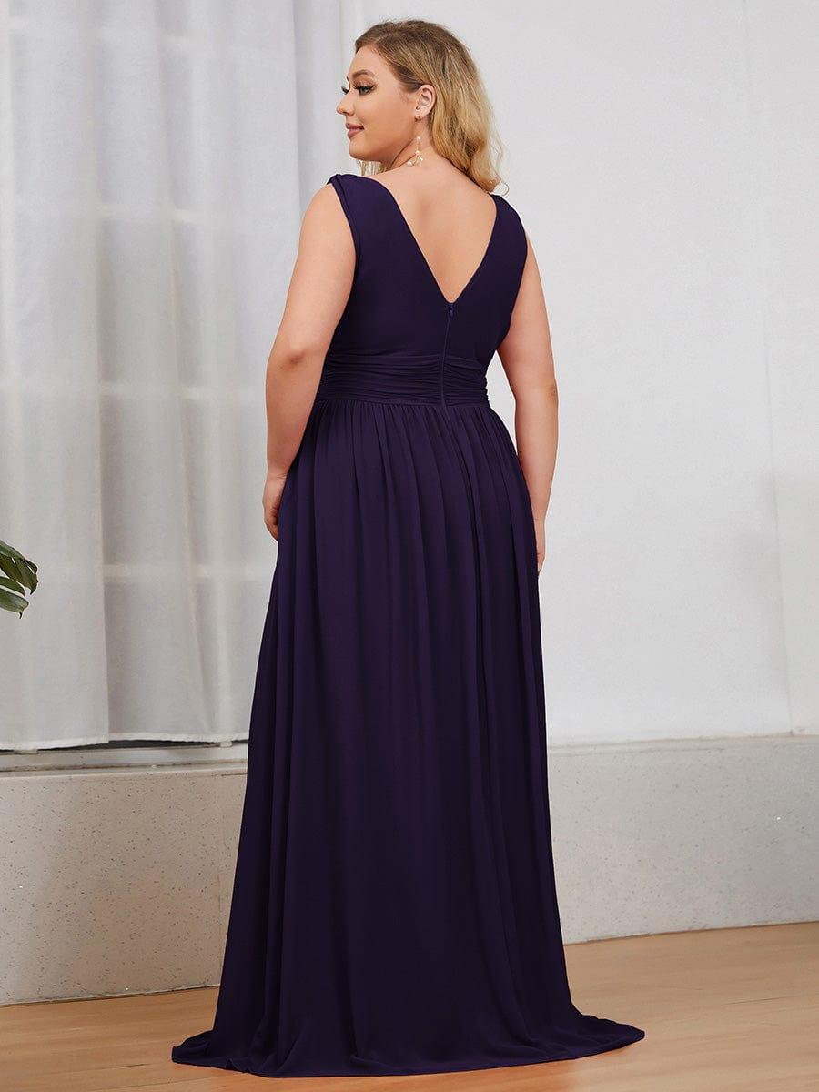 pretty HUSH|Plus Size Sleeveless V-Neck Chiffon Semi Bridesmaid Dress