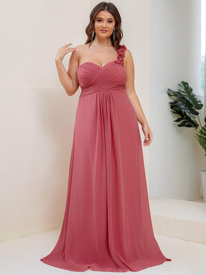 ever JAYLEEN|Sweet Pleated Bodice One Shoulder Chiffon Bridesmaid Dress