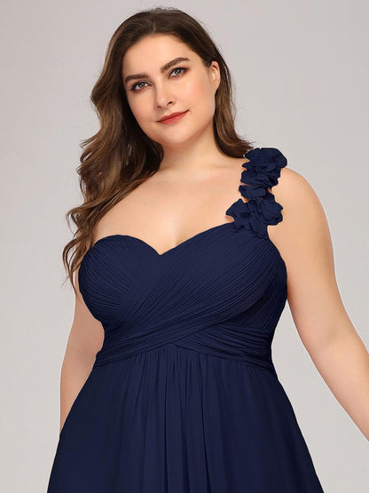 Plus Size One Shoulder Long Chiffon Bridesmaid Dress