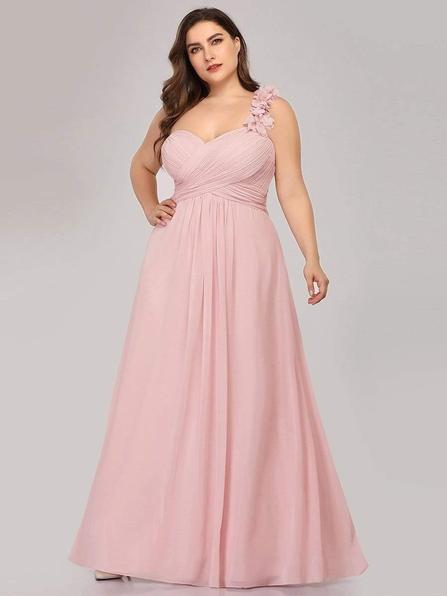 ever JAYLEEN|Sweet Pleated Bodice One Shoulder Chiffon Bridesmaid Dress