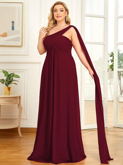 ever ANAYA|One Shoulder Pleated Chiffion Bridesmaid Sleeves