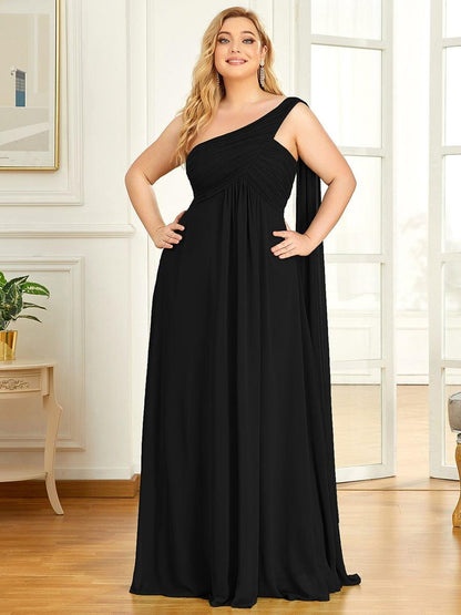 ever ANAYA|One Shoulder Pleated Chiffion Bridesmaid Sleeves