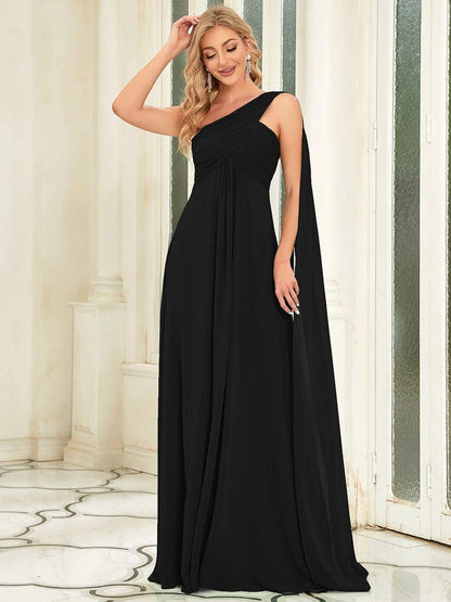 ever ANAYA|One Shoulder Pleated Chiffion Bridesmaid Sleeves