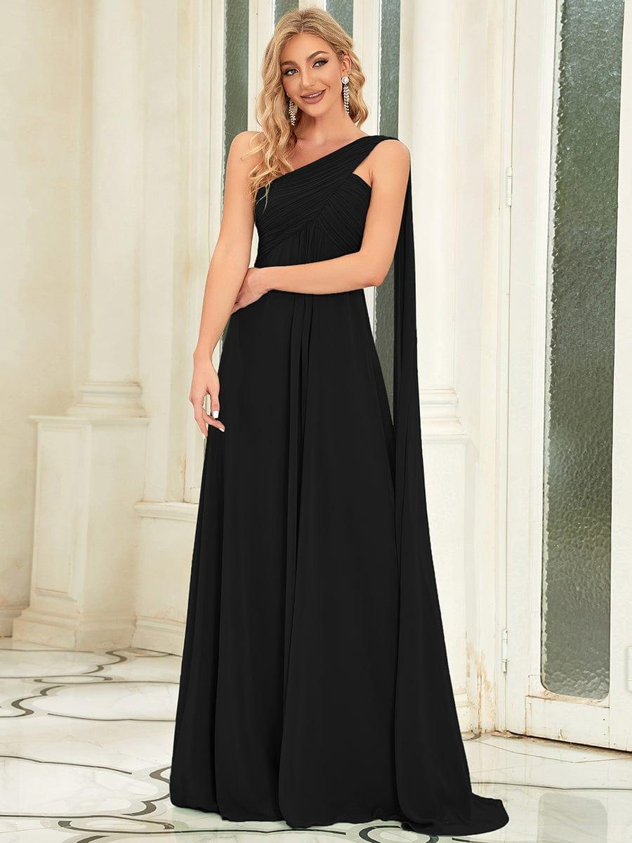 ever ANAYA|One Shoulder Pleated Chiffion Bridesmaid Sleeves