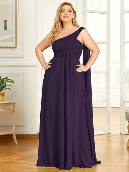 ever ANAYA|One Shoulder Pleated Chiffion Bridesmaid Sleeves