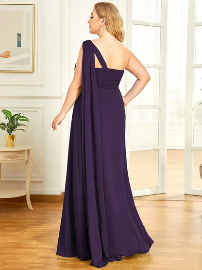 ever ANAYA|One Shoulder Pleated Chiffion Bridesmaid Sleeves