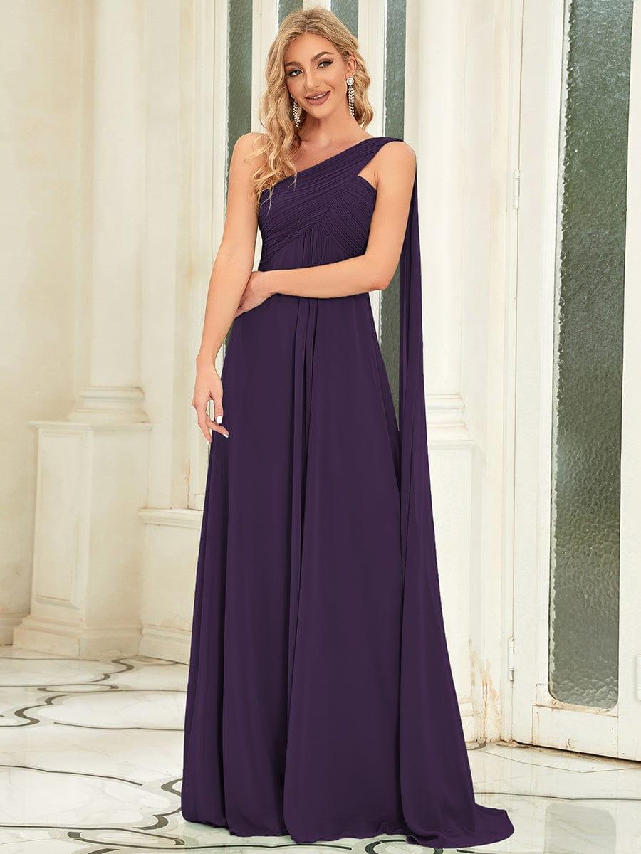 ever ANAYA|One Shoulder Pleated Chiffion Bridesmaid Sleeves