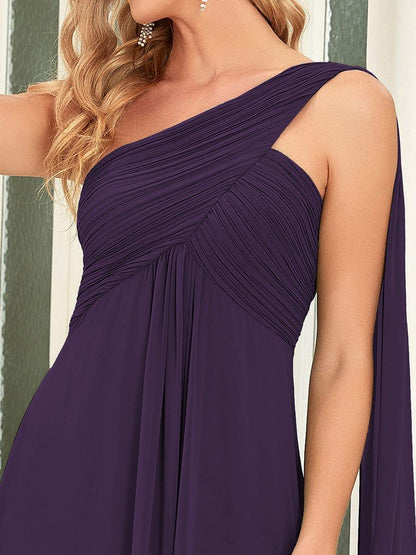 ever ANAYA|One Shoulder Pleated Chiffion Bridesmaid Sleeves