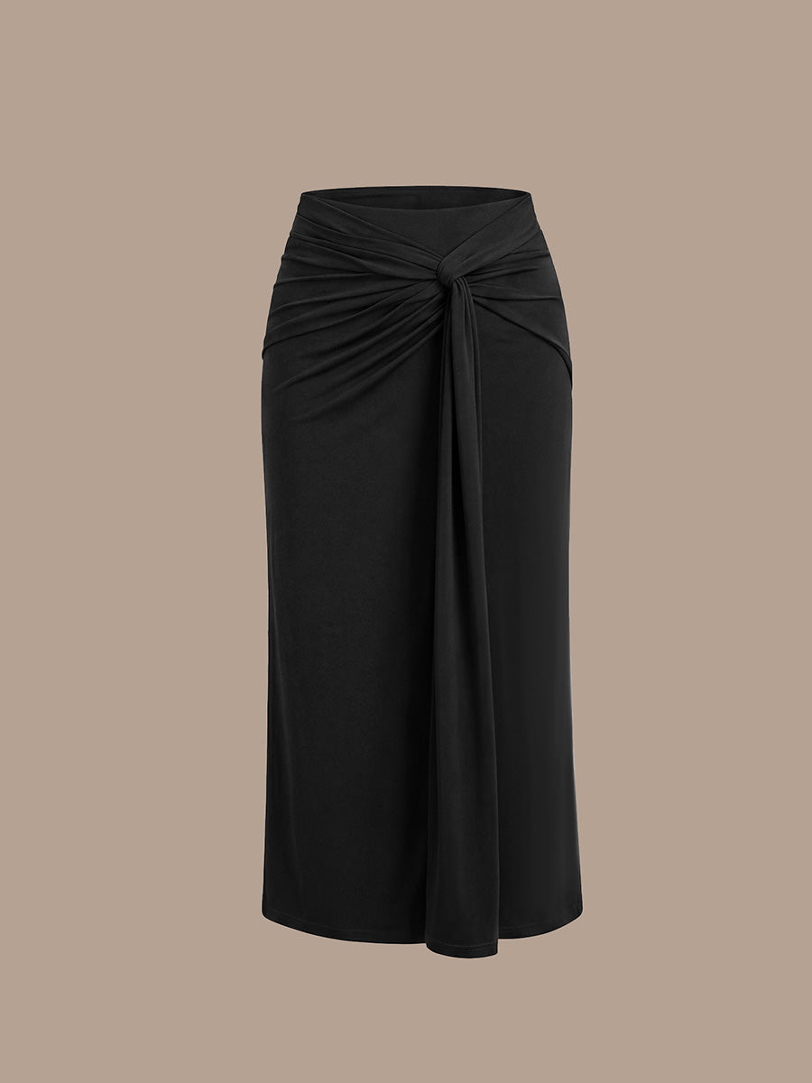 Knot Detail Knit Bodycon Skirts