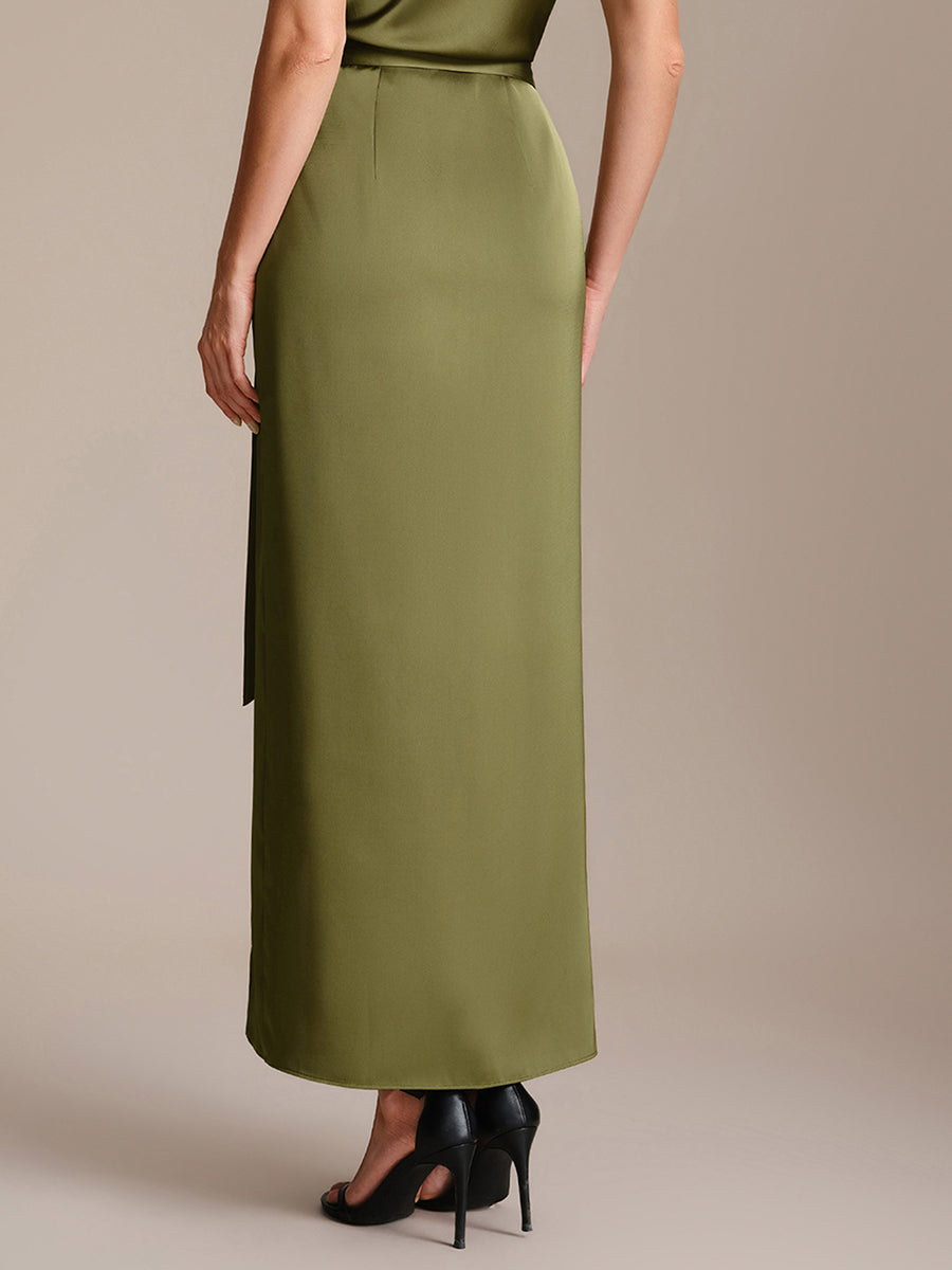 Slit Satin Sheath Skirts