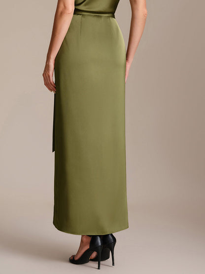 Slit Satin Sheath Skirts