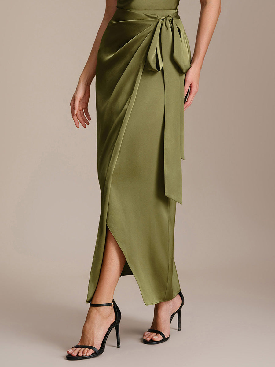 Slit Satin Sheath Skirts