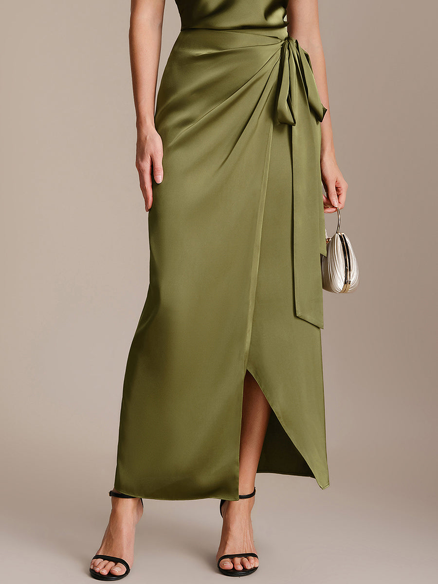 Slit Satin Sheath Skirts