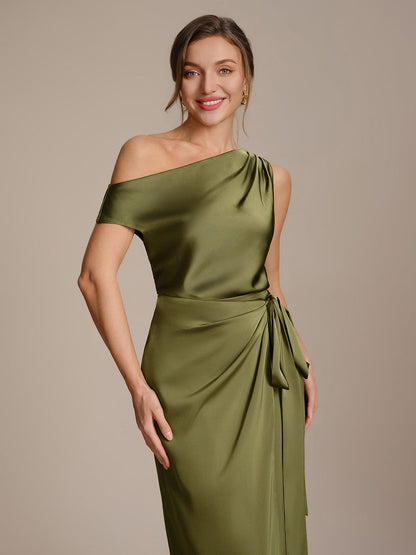 Slit Satin Sheath Skirts