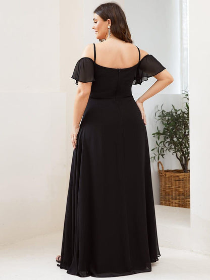 ever REYA|Cold Shoulder High Slit Chiffon Wedding Guest Dress
