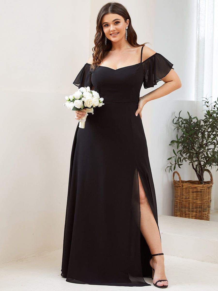 ever REYA|Stylish Cold Shoulder Flare Sleeves Flowy Bridesmaid Dress