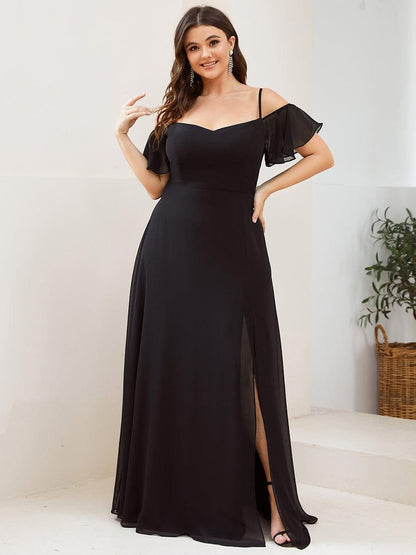 ever REYA|Stylish Cold Shoulder Flare Sleeves Flowy Bridesmaid Dress