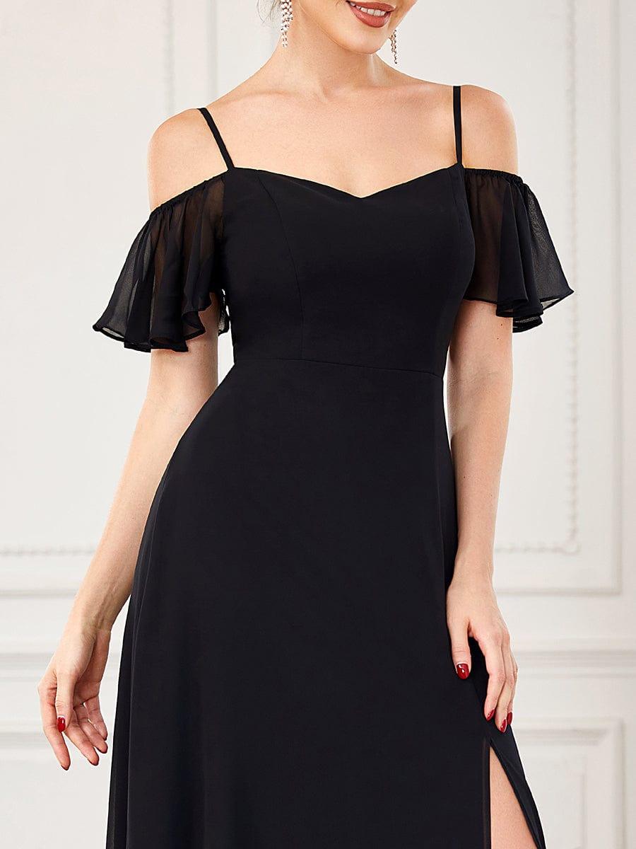 ever REYA|Cold Shoulder High Slit Chiffon Wedding Guest Dress