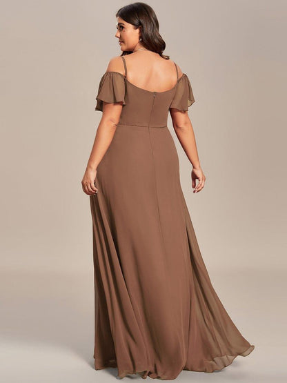 ever REYA|Cold Shoulder High Slit Chiffon Wedding Guest Dress