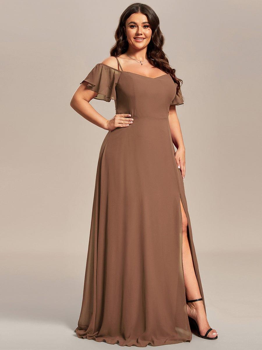 ever REYA|Cold Shoulder High Slit Chiffon Wedding Guest Dress